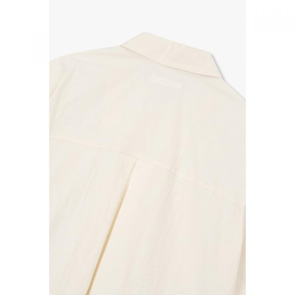 STUDIO TOMBOY White Pleated Short Sleeve Shirt 9176221985ar 