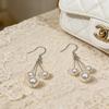 S925 Sterling Silver Pearl Tassel Long Ear Hook Earrings - Fashionable & Versatile.
