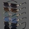 Fashion Rimless Cut Edge Sunglasses for Women, Trendy Jelly Color UV400 Protection Shades, Polygon Frame Sun Glasses for Outdoor and Daily Wear