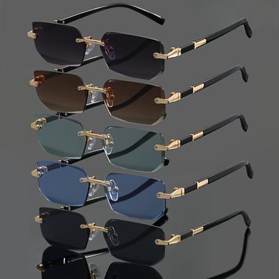 Fashion Rimless Cut Edge Sunglasses for Women, Trendy Jelly Color UV400 Protection Shades, Polygon Frame Sun Glasses for Outdoor and Daily Wear