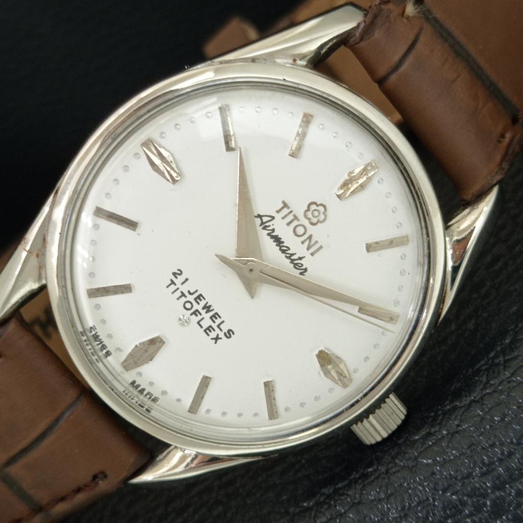 TITONI AIRMASTER TITOFLEX VINTAGE РУЧНОЙ ЗАВОД СВЕТЛО-СЕРЫЙ МУЖСКОЙ ШВЕЙЦАРСКИЙ ЧАС a705109-1