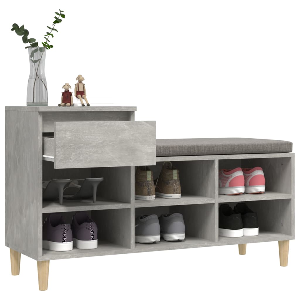 Shoe Rack Concrete Grey 102 x 36 x 60 cm Engineered Wood