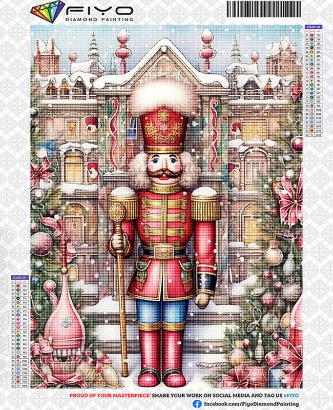 Алмазная картина Щелкунчик Солдат Алмазная вышивка Мультяшная мозаика Картина из страз Полный набор бусин Искусство Рождественские подарки Round Drill 25x35cm