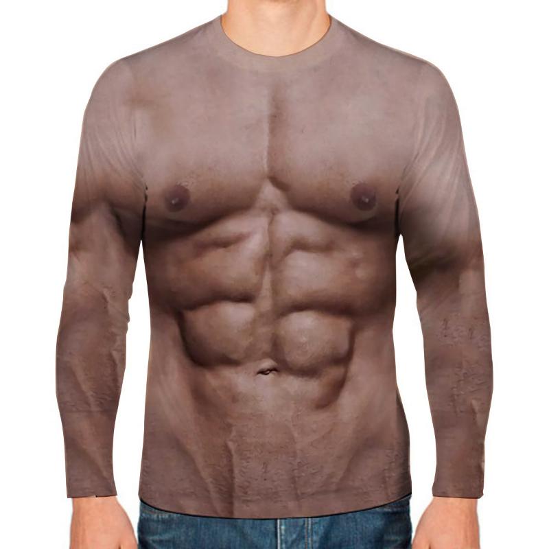 

Смішна футболка з 3D-принтом м язів для чоловіків і жінок, модна хіп-хоп футболка з довгим рукавом і круглим вирізом, оверсайз, футболки в стилі Хараджуку, топи, дитячий одяг 3XL