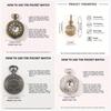 2pcs/set, Pocket Watch Set,1pc Quartz Movement Pocket Watch & 1pc Fashion Golden Anchor Necklace, Durable Accessories, Father's Day,Best Gift for Men.
