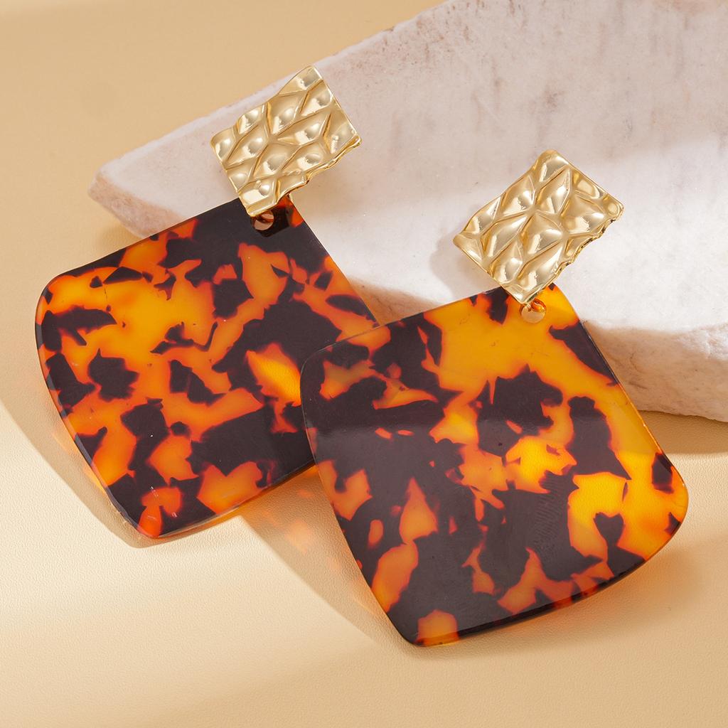 Pleated Geometric Rhombus Pattern Earrings, Simple and High-end Earrings