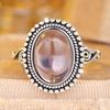 Vintage Silver Color Oval Beaded Stone Ring for Women Fashion Jewelry Gift for Wedding Party Daily