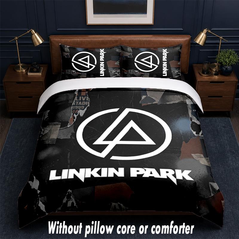 Linkin Park Design Bed Bedding Set 1 Duvet Cover + 2 Pillowcases Soft Breathable Household Bed Linens