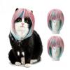 Long Hair Blue Pink Wig Colorful Dog Headwear Universal Dog Cat Costume Wig  Party Dress Up