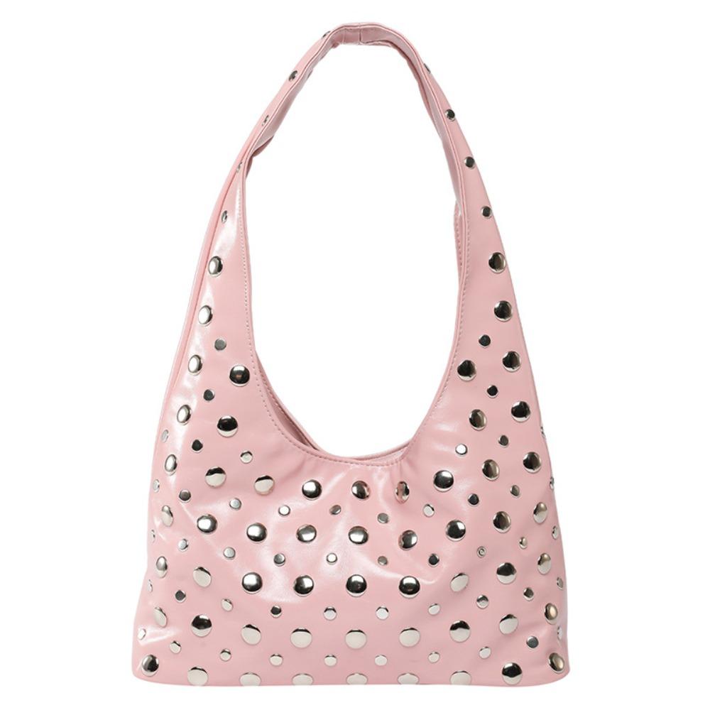 Spicy Girl Rivet Shoulder Bag Metal Stud Bucket Bag Casual Y2k Underarm Bag  Girl