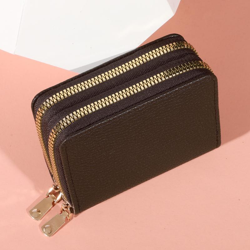 Damen Reißverschluss Kurzer Stil Geldbörse Lychee-Muster Mode Große Kapazität Multi Kartenfächer Münzbörse mit Reißverschluss