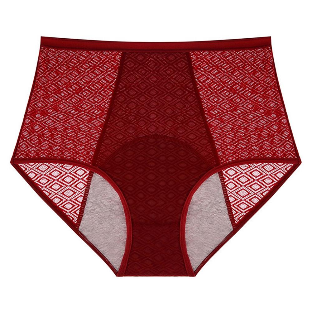 Women's High-Waisted Breathable Period Briefs Elastic Leak-proof Panties