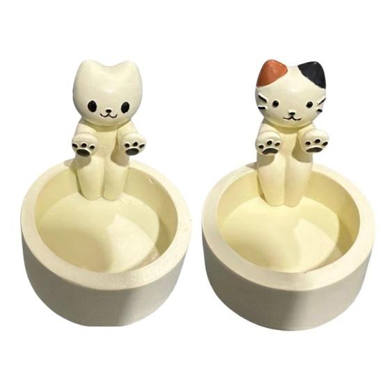 Cat Candle Holder Funny Cat Warming Paws Candle Holder Cute Resin Kitten Tealight Holder Tabletop Ornament for Cat Lovers