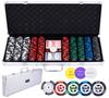 Poker Box - Silver Metal Case - 500 14g Chips - 2 Decks of Cards - 5 Dice - 3 Buttons
