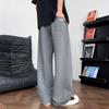 Men's Heather Gray Wide Leg Sweatpants - Pocket with Small Label Casual Drawstring Trousers
