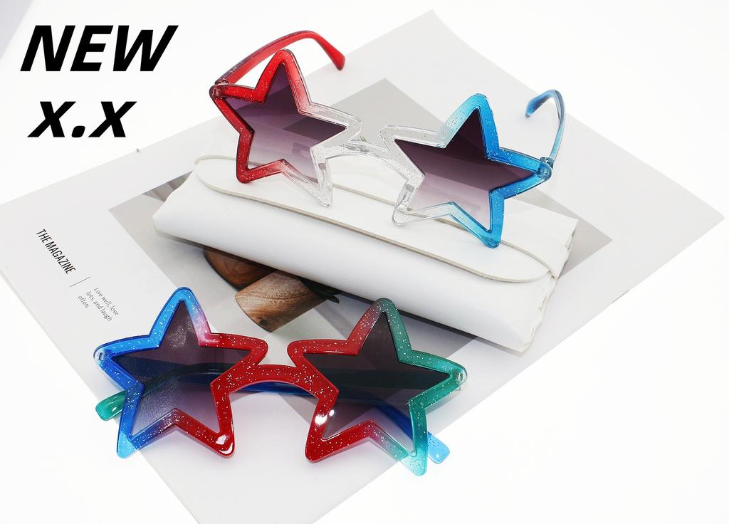 New Trendy Star Sunglasses Fun Birthday Party Colorful Pentagram Decorative Eyewear