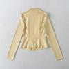Womens Semi-Turtleneck Light Workwear Jacket Solid Color Office Casual Top