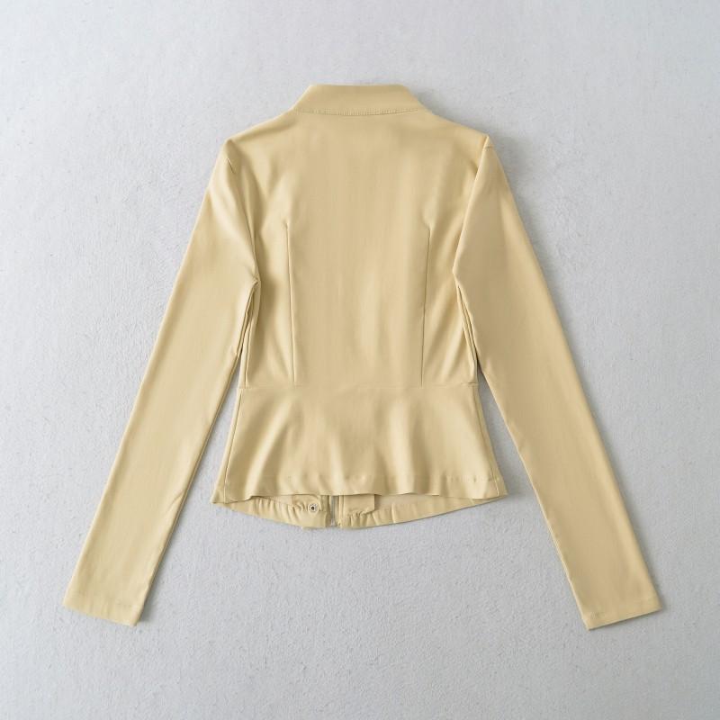 Womens Semi-Turtleneck Light Workwear Jacket Solid Color Office Casual Top