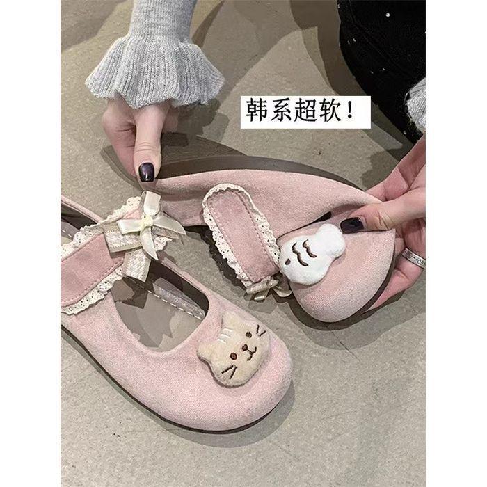Versatile Gentle Bow Cartoon Flat Shoes Fashion Sweet Girly Soft Spring 2025 New