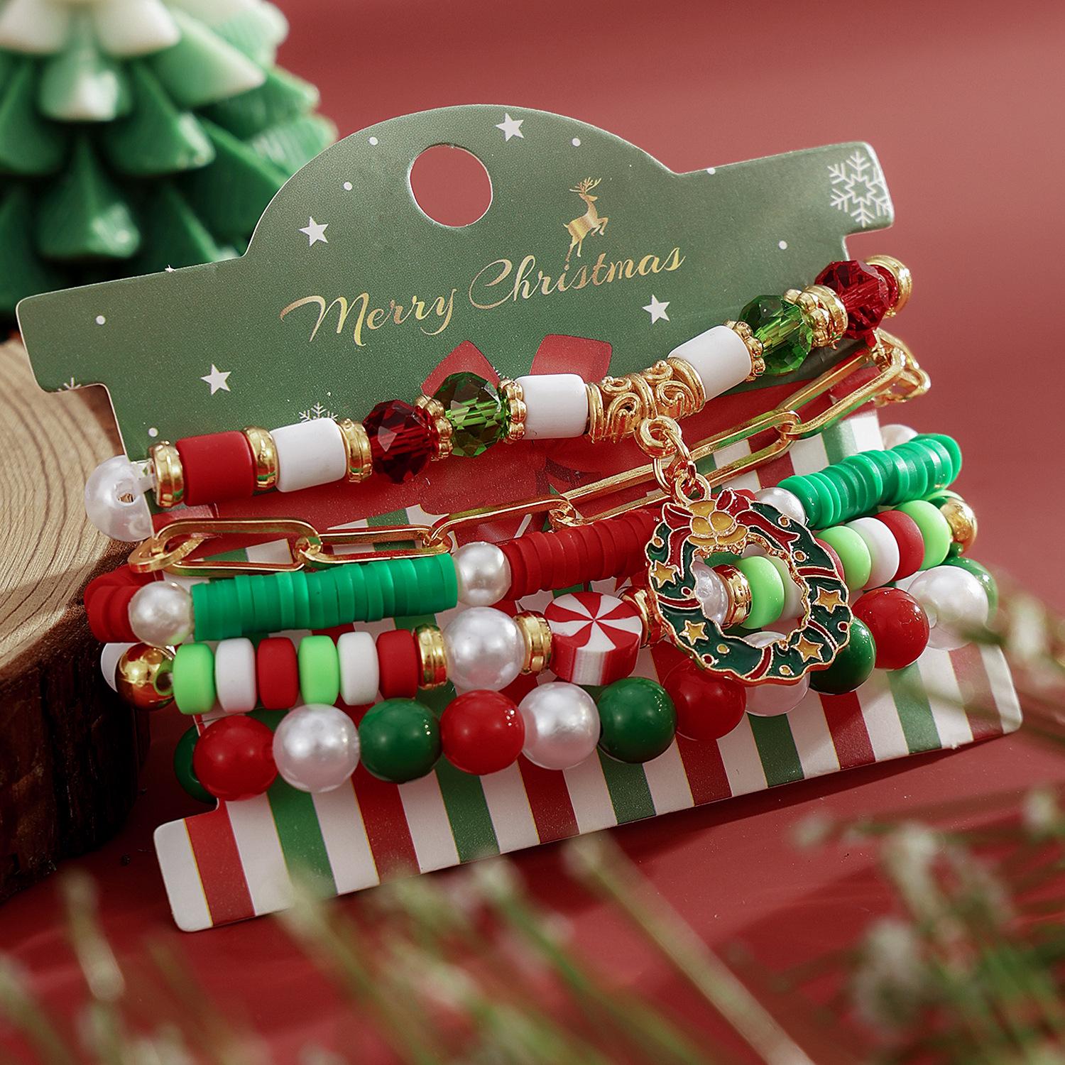 

Festive Snowflake & Bell Beaded Bracelet Set