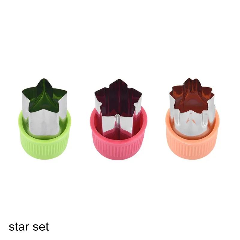 3/12Pcs Star Heart Shape Vegetables Cutter Plastic Handle Portable Cook Tools Stainless Steel Fruit Cutting Die Kitchen Gadgets