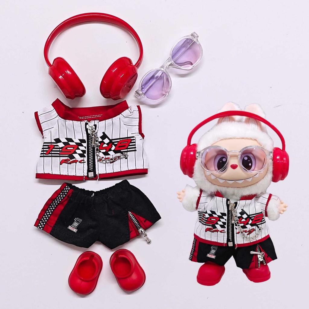 Ubranka dla lalki Labubu Moda Kombinezon wyścigowy Spodnie Garnitur Ubranka dla lalki