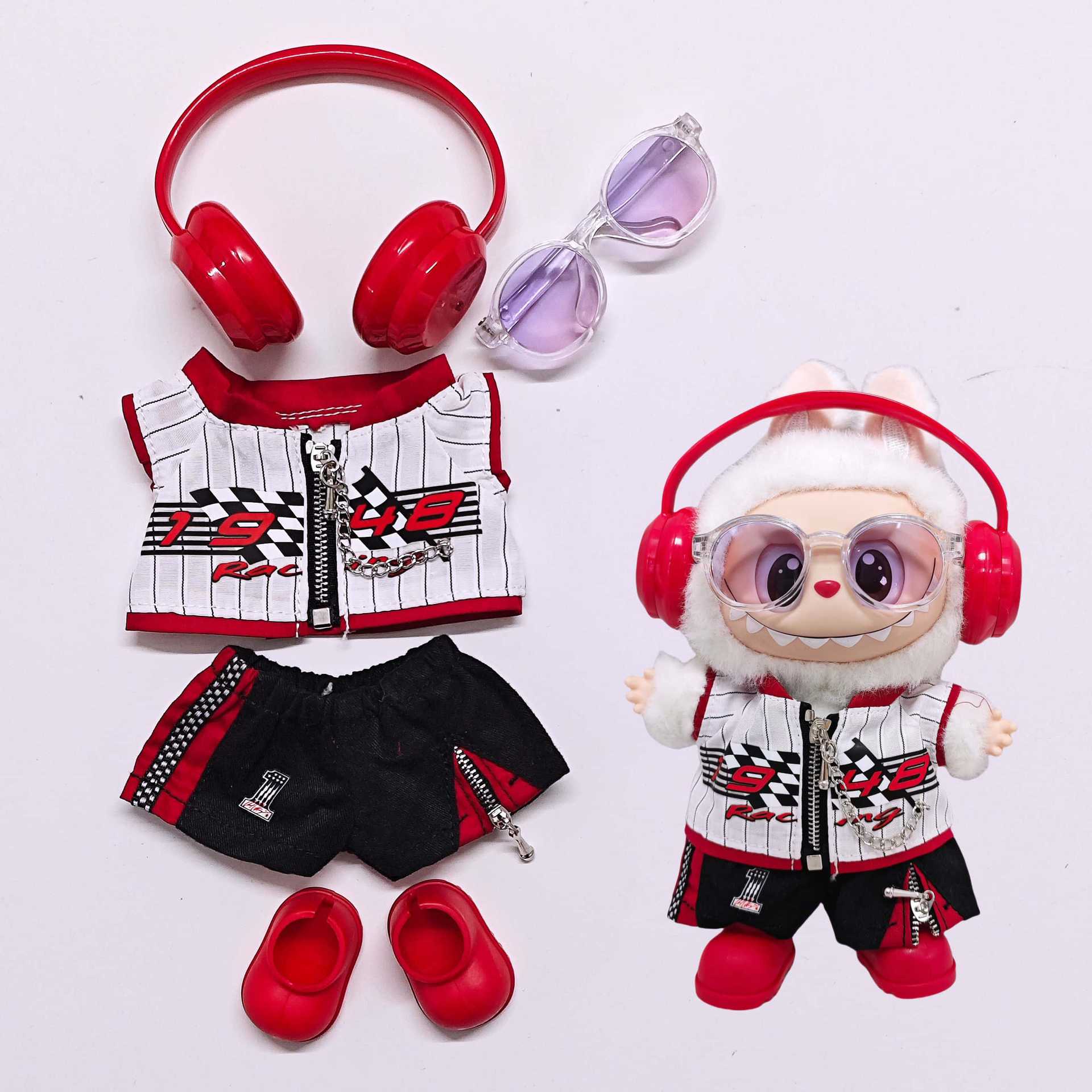 

Одежда для куклы Лабубу Модный гоночный костюм Брючный костюм Одежда для куклы labubu doll clothes