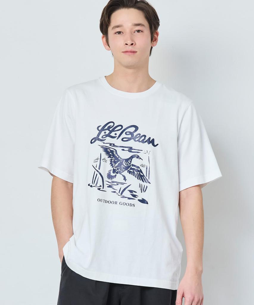 Japan Fit Lake Wash Organic Cotton Graphic Japan Size Shadow 1000130886 [LL Bean] Men's Tee, Fit, S, Green/Script Logo, Green,