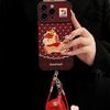 Embroidered pony lanyard suitable for Apple 17promax mobile phone case iphone15 silicone skin 16 New Year's women's models