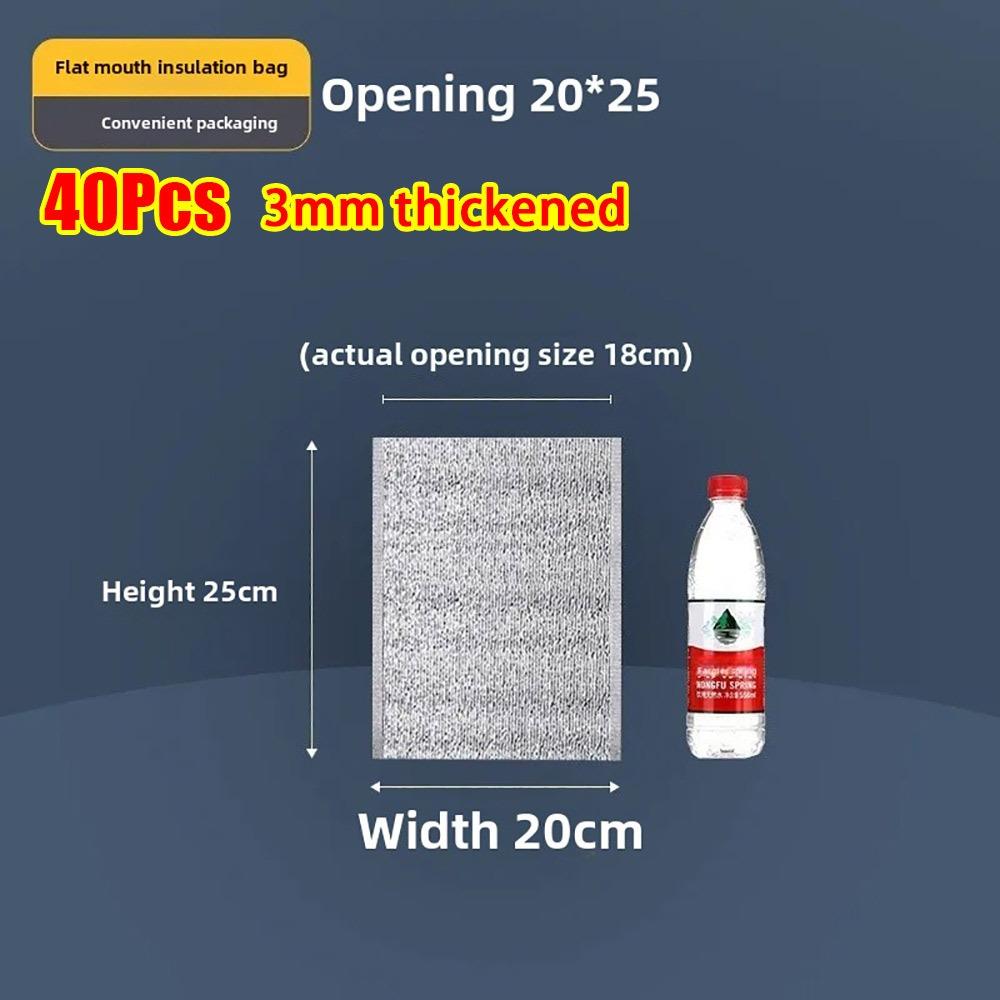 40Pcs/Pack 3mm Thickened Aluminum Foil Bag Food Thermal with Closure Insulation Bag Ice Cold Warm Cooler Bag Delivery Carrier