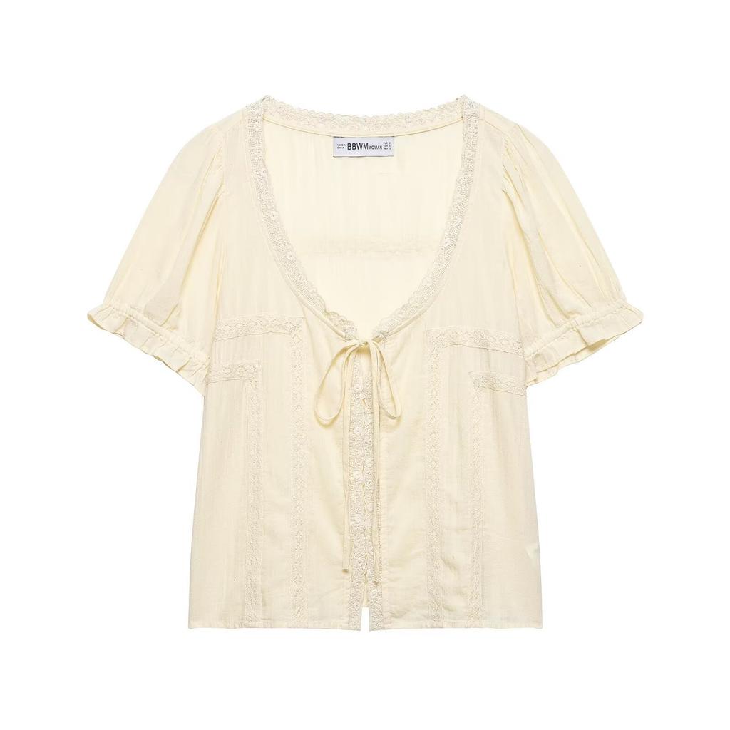 European and American Style, New Women's Clothing, Foreign Style, Fashionable Style, Embroidered Tulle Shirt 0881013