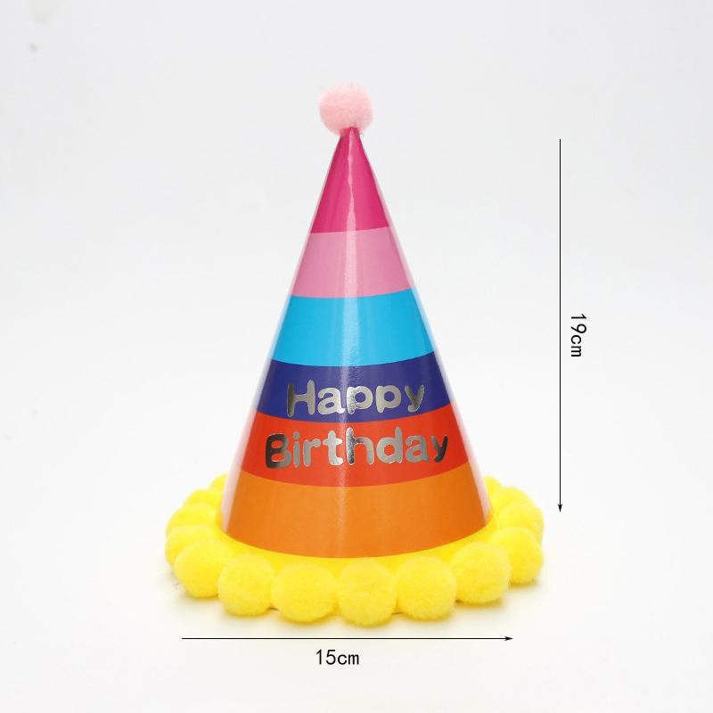 10Pcs/Bag Happy Birthday Party Hats Rainbow Diy Handmade Cap Crown Baby Shower Decoration Boy Girl Birthday Party Photo Props