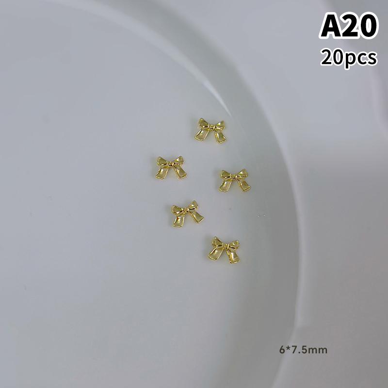 20 stuks Legering Lint Strik Nagel Charms Platte Achterkant Strikje Nagellak Decoraties Luxe Metaal Strikje Manicure