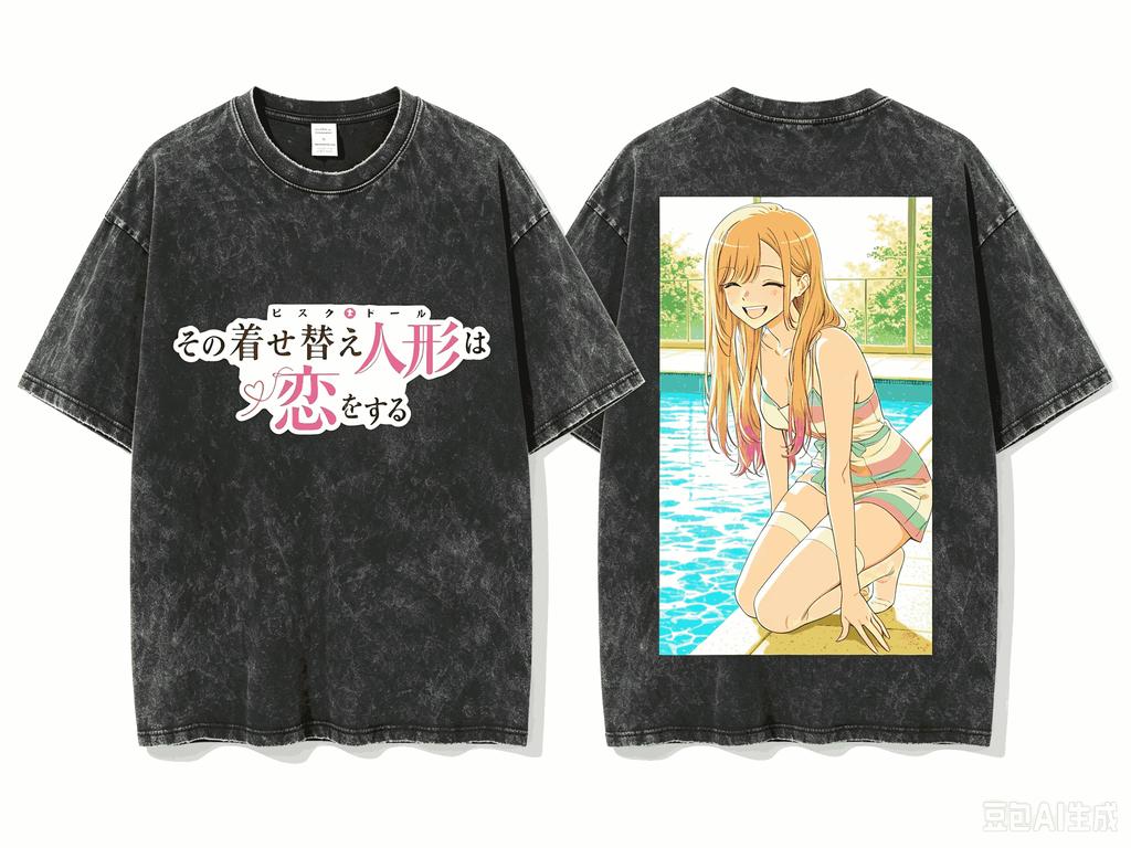 Marin Kitagawa Sono Bisque Doll wa Koi o Suru Double Sided Printed Washed Vintage Crew Neck Short Sleeve Women And Men T-shirt