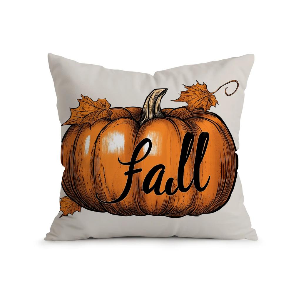Hallo Herfst Pompoen Kussens Kussensloop Polyester Kussenhoes Sierkussen Bank Decoratie Kussenhoes Huisdecoratie 45x45cm