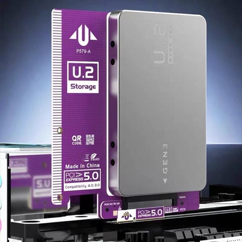 Fast Speed PCIe 5.0 4X to U.2 Expansion Card Supporting Multiple Drive Setups and Optimized Heat Management