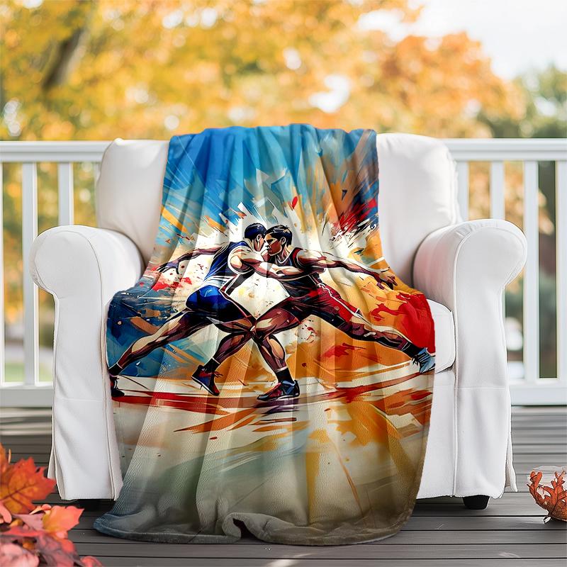 wrestling Theme Printed Blanket - Perfect for Couch, Bed, Travel & Outdoor Use | Machine Washable, Cozy & Durable.