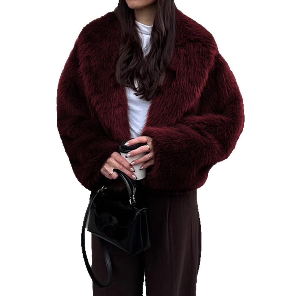 Pluszowy płaszcz w stylu resortowym z długim rękawem dla kobiet na jesień i zimę 2025