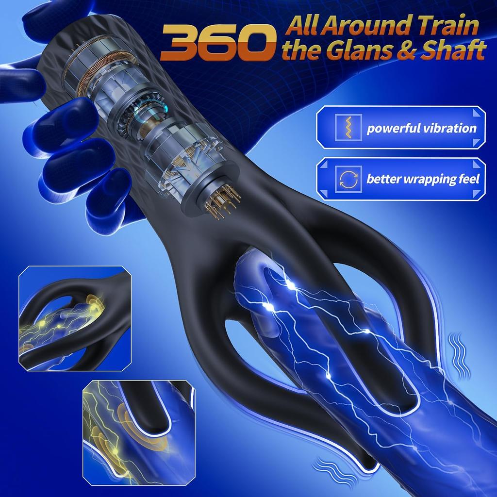 Male Sex Toys Penis Vibrator for Glan Prolong Endurance 360 Wrapping Male Masturbator Stroker Penis Clit Nipple Stimulation