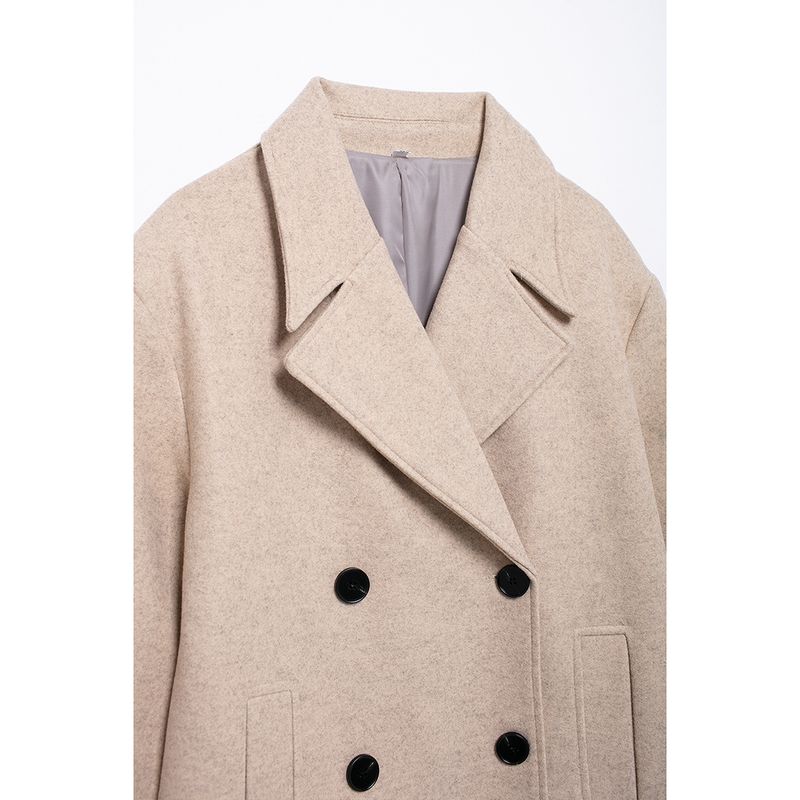 Kaslead New Arrival Women's Clothing Fashion Style Fashion Minimalist Elegant Decorated Row Button Lapel Long Woolen Coat