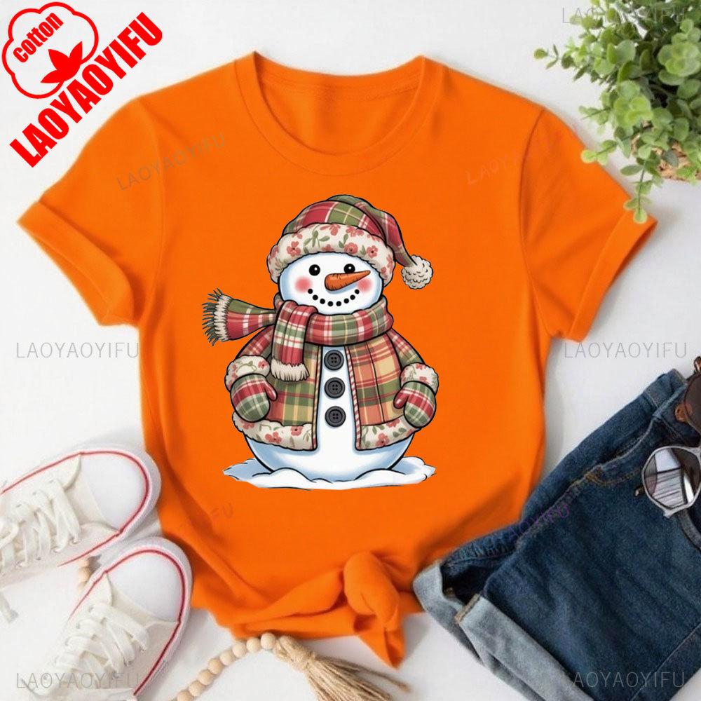 Patchwork Snowunisex Tops Retro Funny Christmas T Shirt Xmas Holiday Tees Oneck Shortsleeve High Quality Cotton Tops