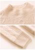 Women's Slim Fit Cashmere Cable Knit Pullover with Half-High Collar