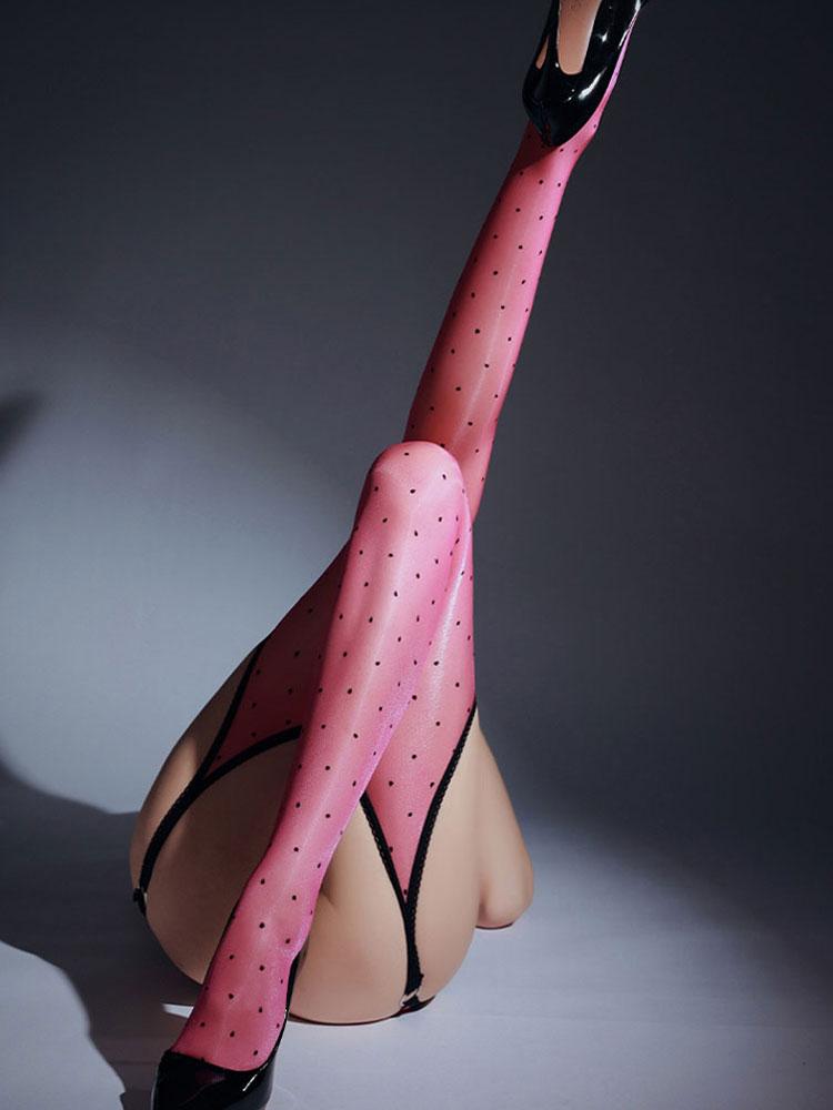 Mode Hohlmuster 2 in 1 Strumpfhose Sexy Punktmuster Exotische Strumpfhose Ölglänzend Dünn Transparent Durchsichtig Strumpf Schrittlose Strumpfhose