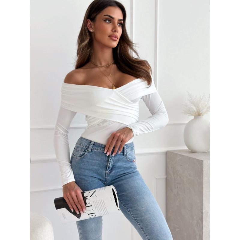 Tooxika 2024 Autumn And Winter New Women's Solid Color Tops Sexy Off-shoulder Slim Fit Long-sleeved T-shirt