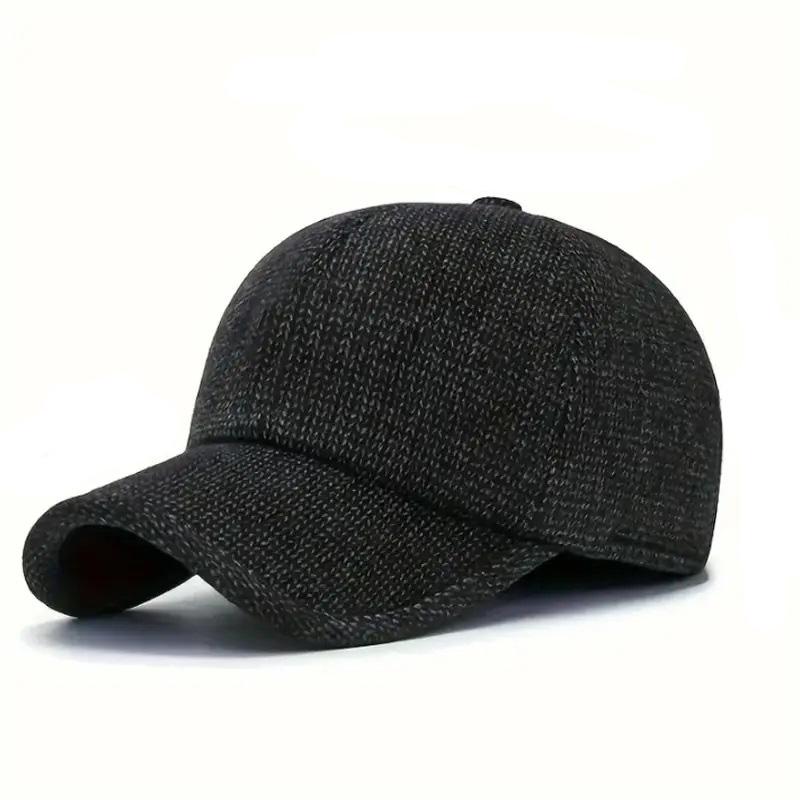 

Men s Winter Baseball Cap with Ear Flaps - Thick Fleece-Lined, Windproof & Warm for Outdoor Activities Adjustable чорний
