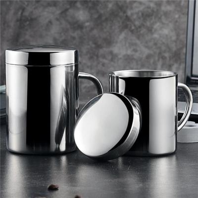 Mugs Stainless Steel 400/300/210ml Sliver Mug Tumbler With Handle And Cover Insulated Milk Mugs For Household Kitchen Supplies