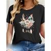 European Size European Size Elegant Artistic Print Women's  Short-Sleeve T-Shirt