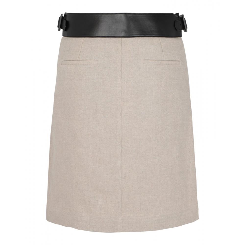 Salvatore Ferragamo Skirt With Removable Leather Belt Beige