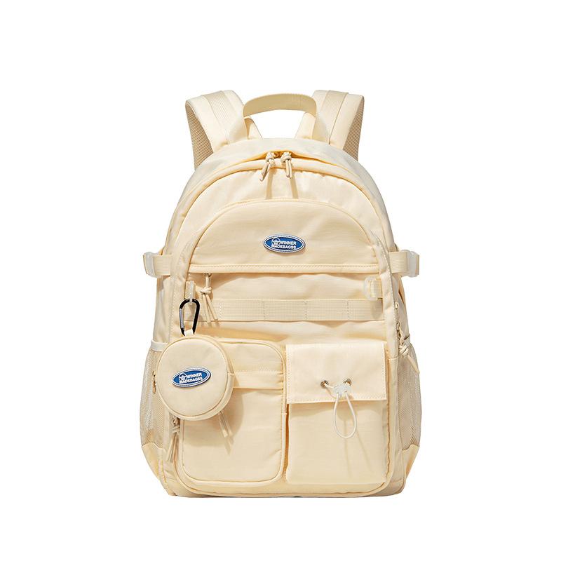 Original White Computer Double - Shoulder Backpack for College Girls, High School and Junior High School Students