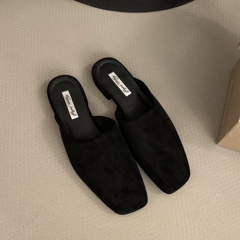 Fashion Bailamos 2025 Women Flat Shoes Fashion Round Toe Slip On Mules Shoes Soft Flat Heel Outdoor Casual Dress Sandal Shoes